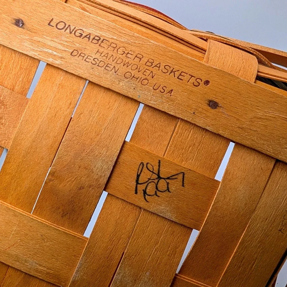 Vtg 1997 Longaberger Shades of Autumn Double‎ Handle Pie Basket Square 10in Ohio